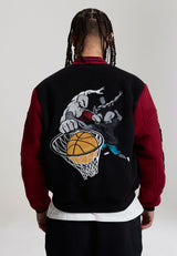 Mens Respect The Game Contrast Bomber Jacket - Black