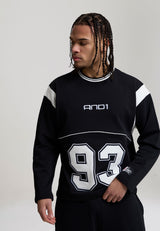 Sweatshirt pour hommes à panneaux et avec applique Ls 93 - Noir