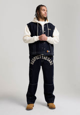 Mens Respect The Game Contrast Stitch Jeans - Indigo