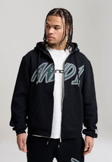 Sweat à capuche zippé à motif graphique incontournable pour hommes - Noir