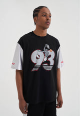 Mens Jersey Style Colourblock T-Shirt - Black