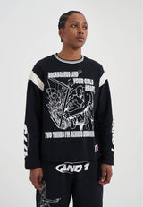 Sweat-shirt graphique à manches longues pour homme - Noir