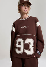 Womens Ls 93 Applique Panelled Sweatshirt - Brown