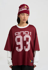 Respect The Game Doppellagiges Mesh-Trikot für Damen – Burgunderrot