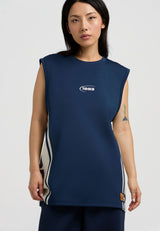 Womens Retro Panelled Tank - Navy