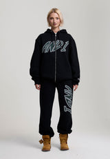 Damen Regular Jogginghosen mit Staple-Grafik und Bündchen – Schwarz