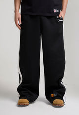 Mens Retro Relaxed Popper Joggers - Black