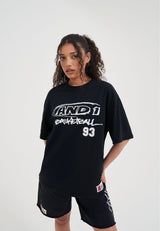 Γυναικείο T-shirt με βασικό λογότυπο γραφίτι - Μαύρο