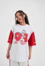 Damen-T-Shirt im Jersey-Stil mit Farbblockdesign – Frostmeliert