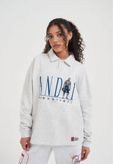 Damen-Langarmshirt mit Retro-Logo und Kragen – Frost Marl