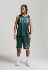 Mens Camo Dunk Panelled Shorts - Forest Green