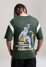 Herren T-Shirt mit kontrastierendem Trash Talk Dancefloor Rückenprint – Tannengrün