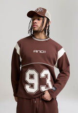 Mens Ls 93 Applique Panelled Sweatshirt - Brown