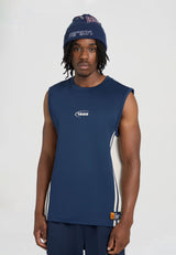 Mens Retro Panelled Tank - Navy