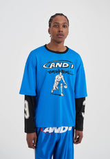 Mens Double Layer Mesh Long Sleeve T-Shirt - Blue
