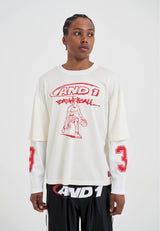 Mens Double Layer Mesh Long Sleeve T-Shirt - Ecru