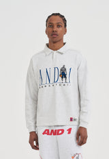 Mens Retro Logo Collared Long Sleeve Top - Frost Marl