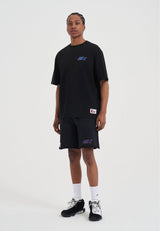 Short à ourlet brut avec logo rétro pour homme - Noir