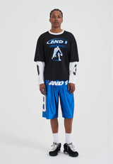 Mens Satin Sport Graphic Basketball Shorts - Blue
