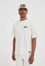 Mens Streetball Back Graphic T-Shirt - Ecru