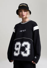 Womens Ls 93 Applique Panelled Sweatshirt - Black