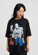 Womens On Fire Trash Talk T-Shirt - Black