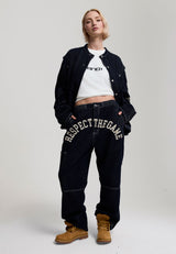 Womens Respect The Game Contrast Stitch Jeans - Indigo