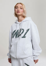Womens Staple Graphic Zip Thru Hoodie - Grey Marl