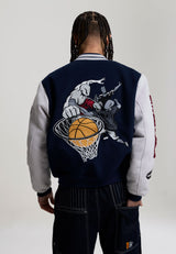 Mens Respect The Game Contrast Bomber Jacket - Navy