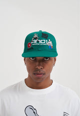 Graphic Badges 6 Panel Flat Peak Cap - Grün