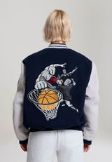 Womens Respect The Game Contrast Bomber Jacket - Navy