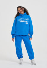 Pantalon de jogging à revers avec logo graffiti Core pour femme - Bleu