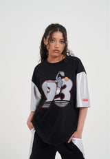 Damen Jersey Style Colourblock T-Shirt - Schwarz