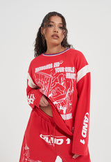 Womens LS Backboard Graphic Sweatshirt - Red