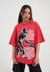 Womens Rested on the 7th Trash Talk T-Shirt - Red