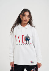 Damen Langarmshirt mit Retro-Logo und Kragen - Weiß
